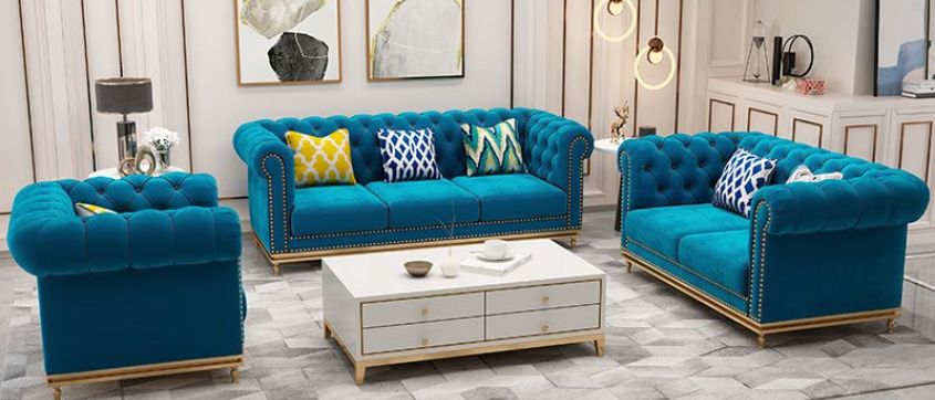 Velvet Fabric Sofa Set