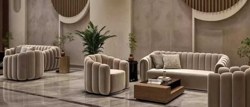 Cotton Fabric and PU Leather Sofa