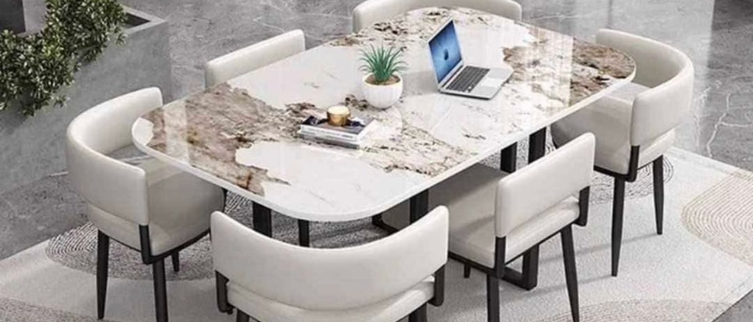 Glass Top Wooden Dining Table Set